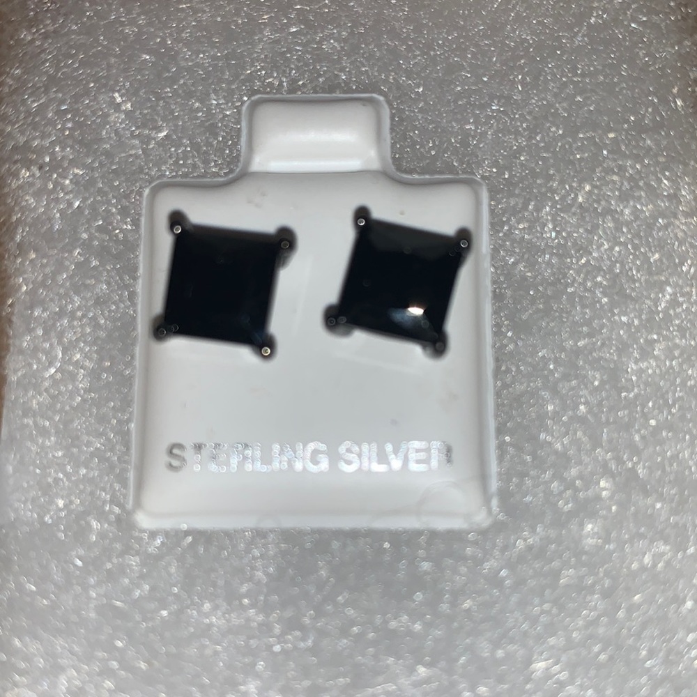 Solid Black Sterling Silver Earrings - image 2